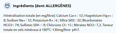Tableau nutritionnel