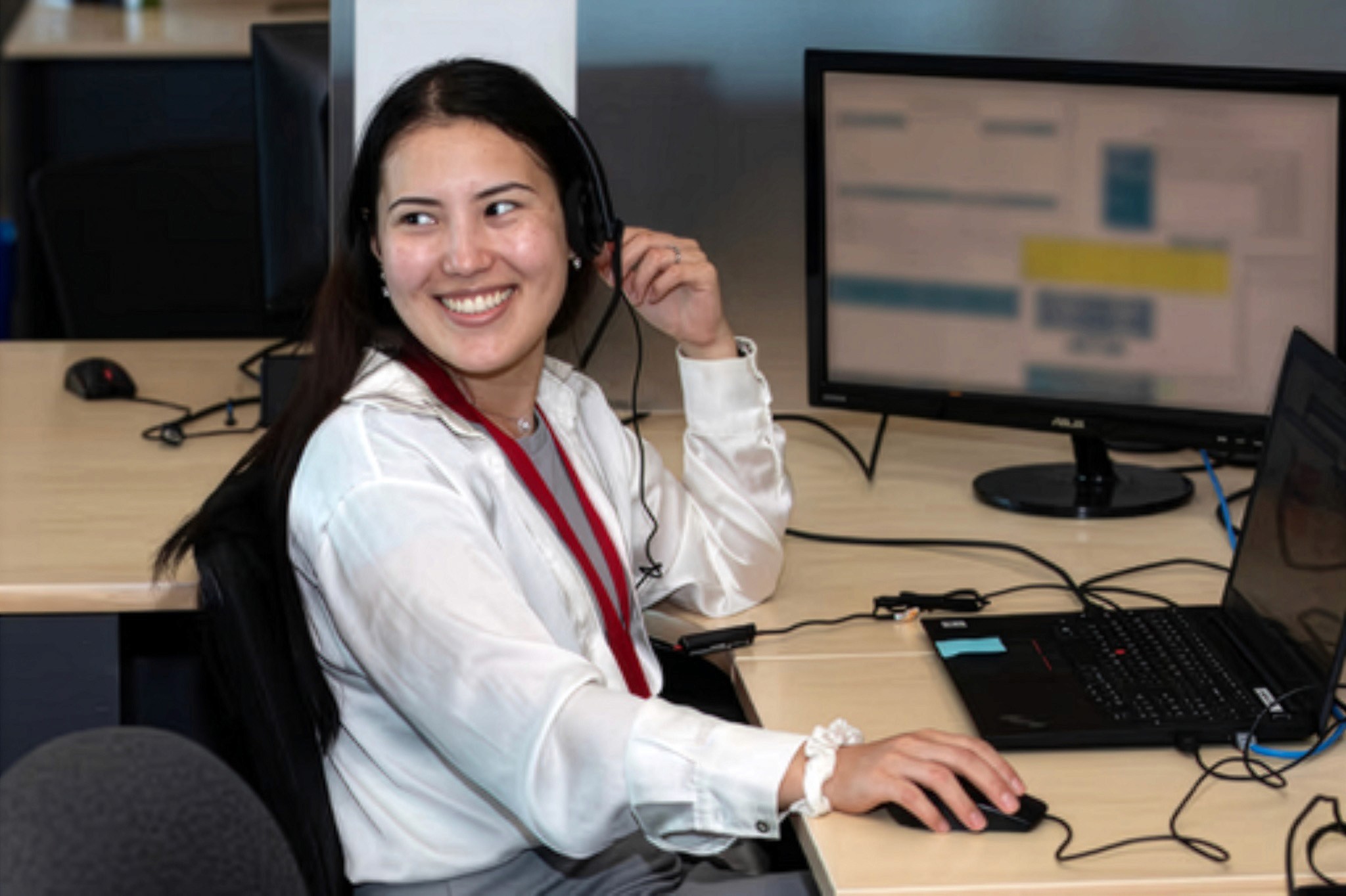 Women working with headset