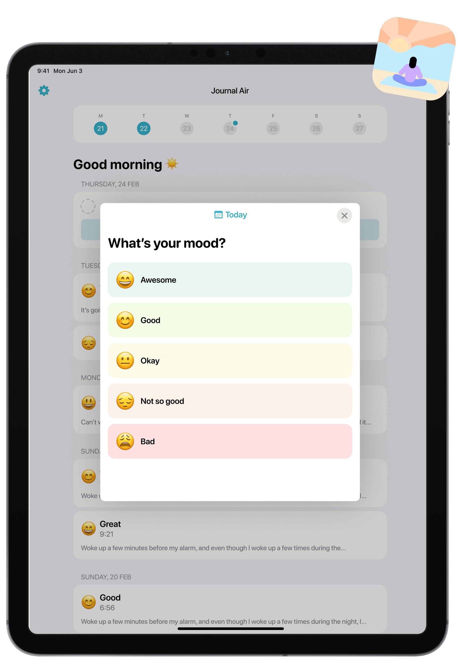 Private mood tracker & journal app.