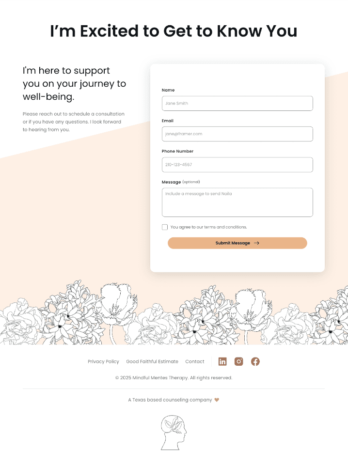 image of Mindful Mentes contact page