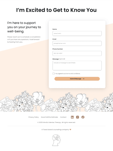 image of Mindful Mentes contact page