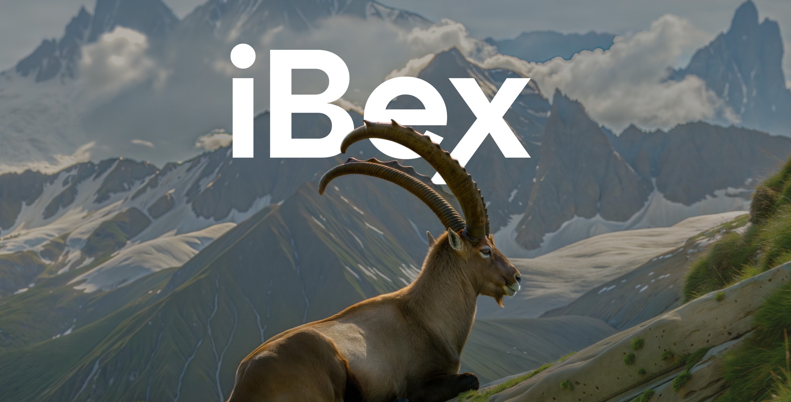 picture of the ibex goat in the cenrre , mountains view on the. background