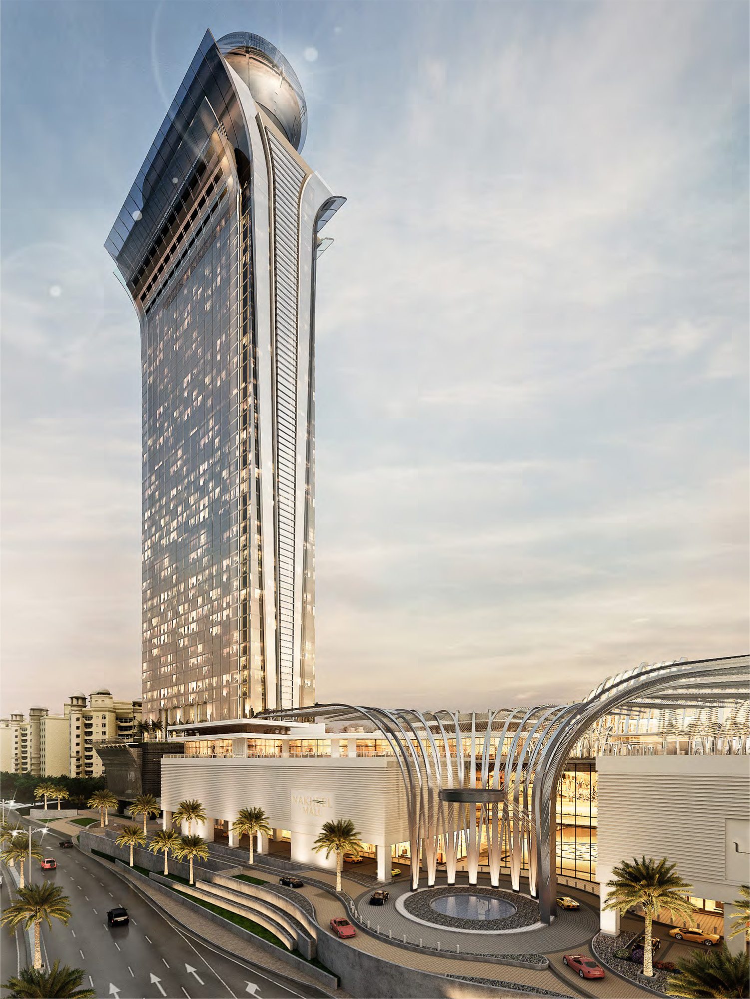 Development view of Palm Tower a complex plot in United Arab Emirates, supported by financial modelling
