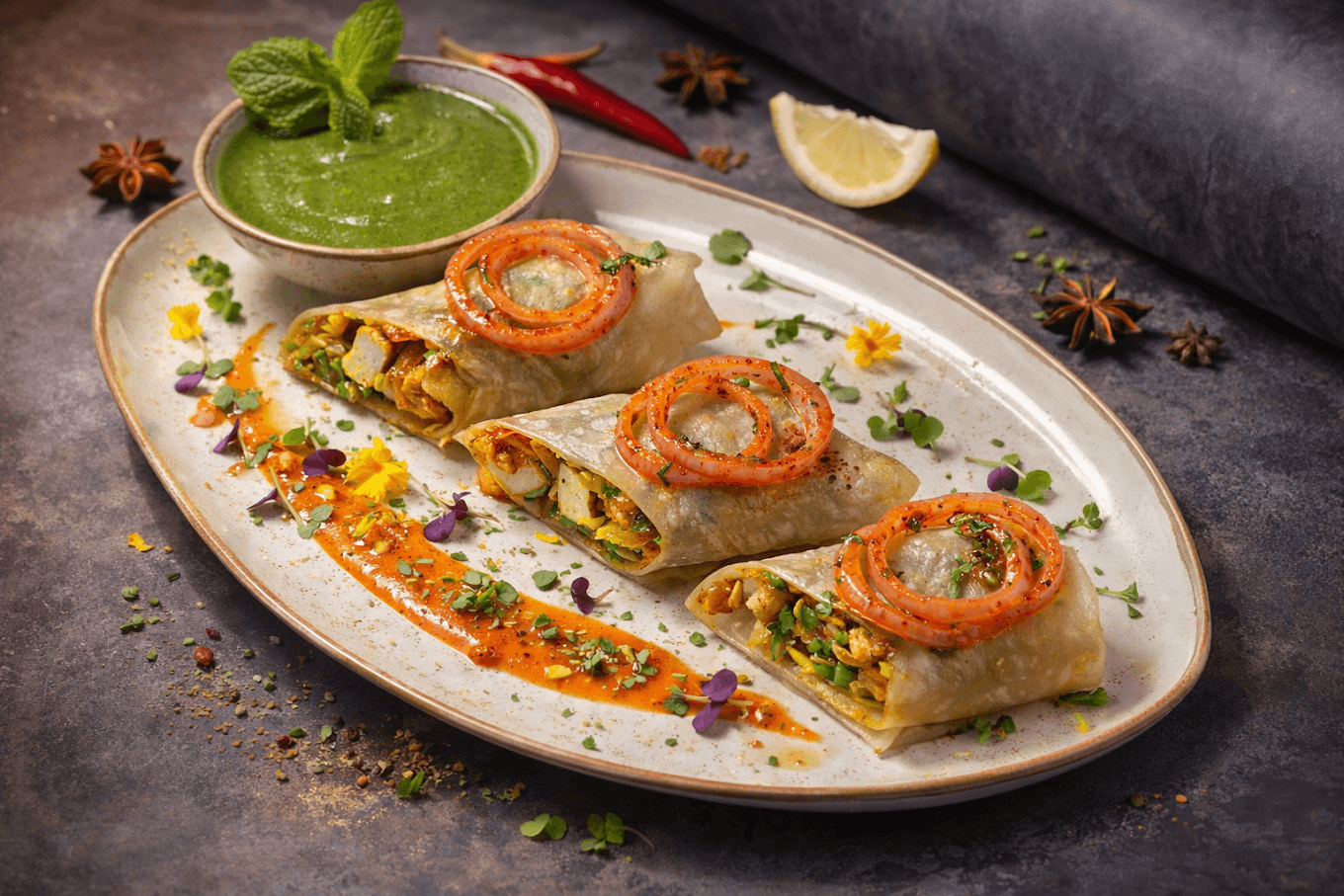 Paneer Kurchan roll from Mélange Global Kitchen