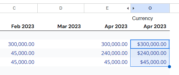Format Cells as Currency Google Sheets