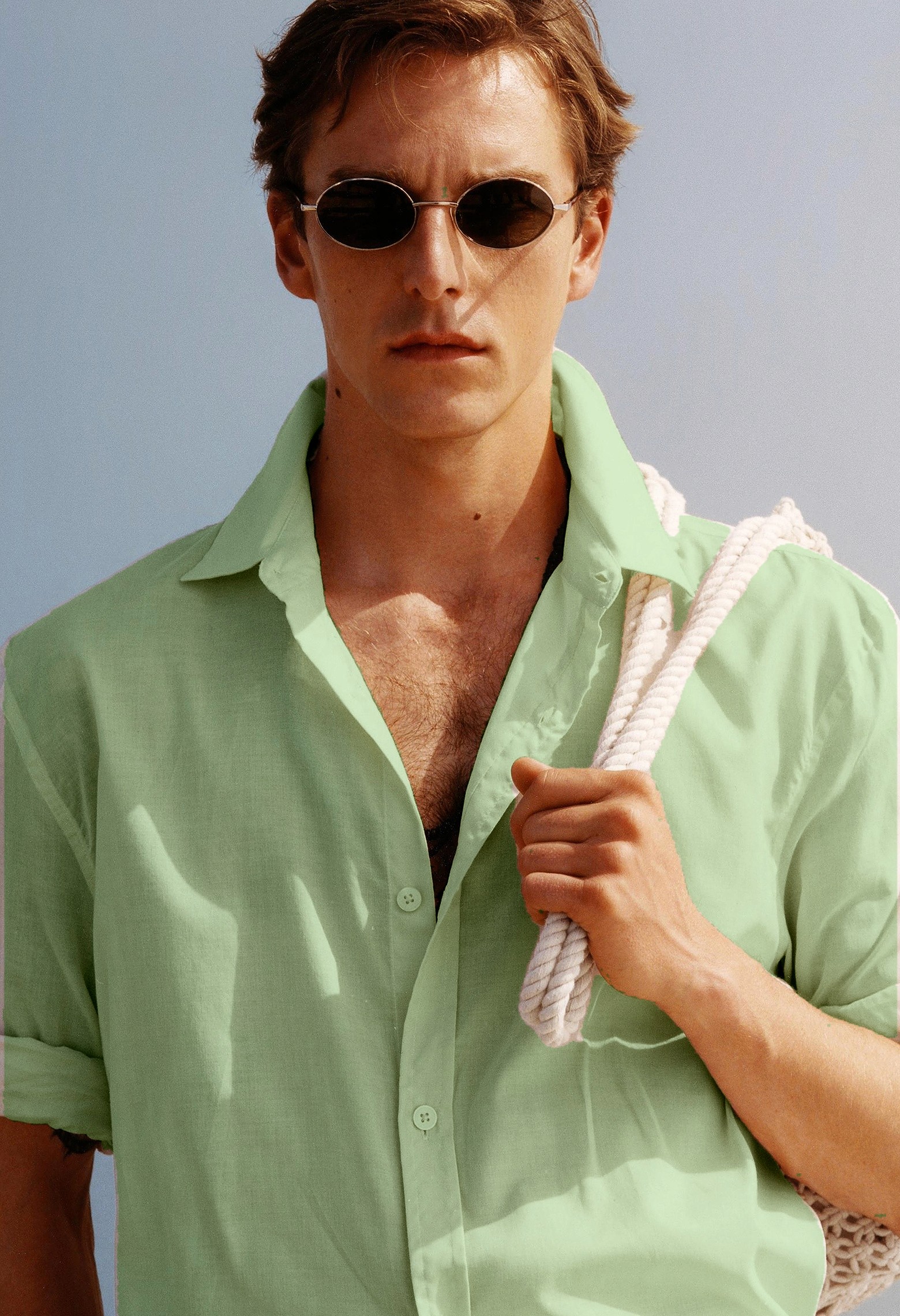 recolored on model catalog imagery male model green