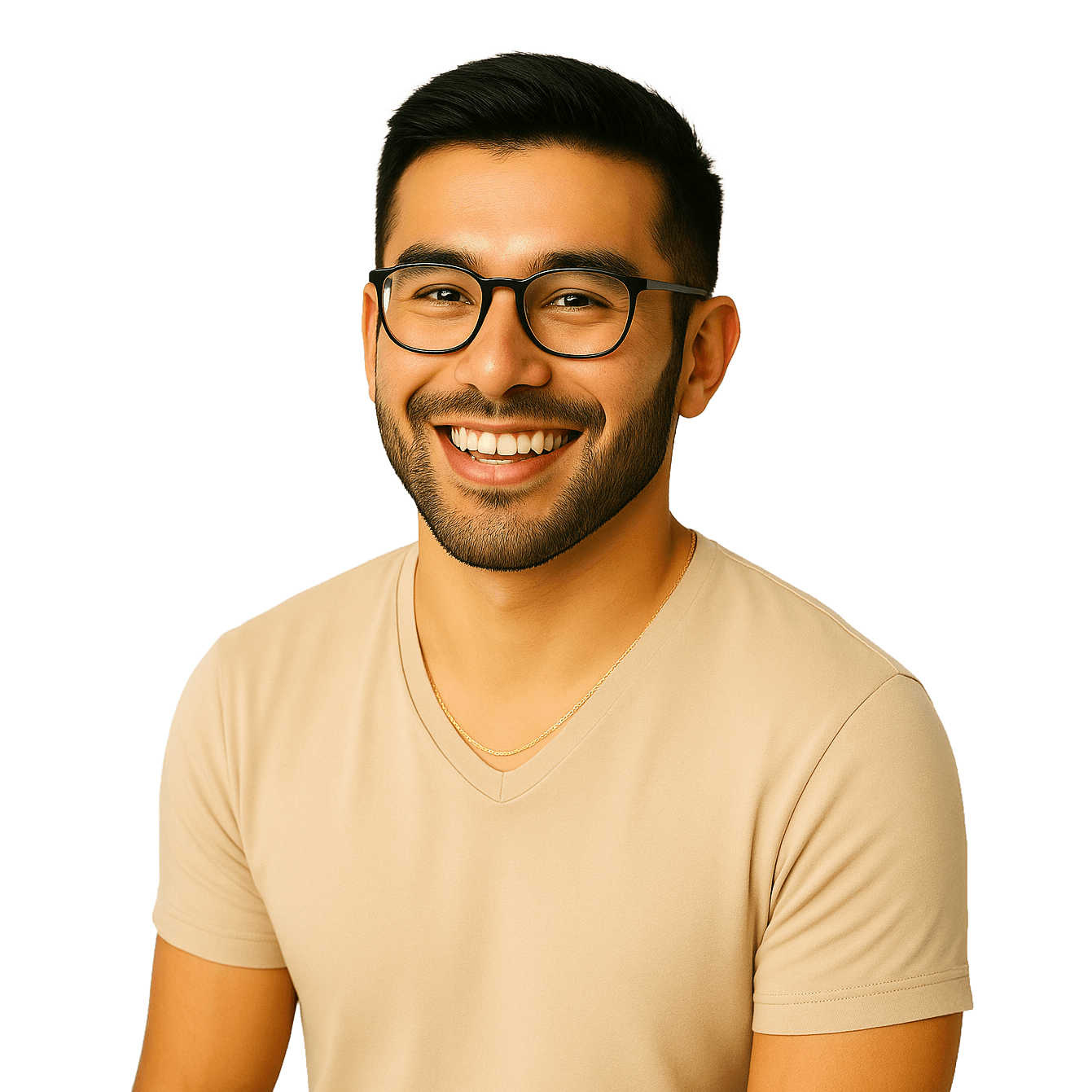Man smiling with glasses and beard
