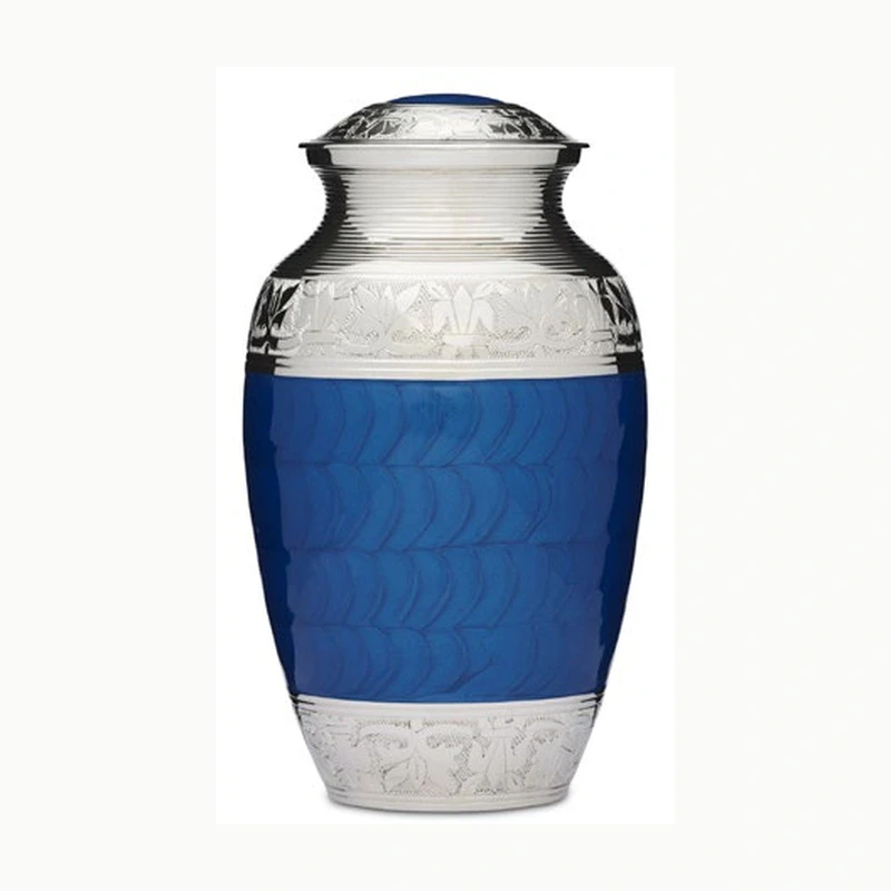 Classic Blue Enamel & Nickel Urn — original supplier catalogue image