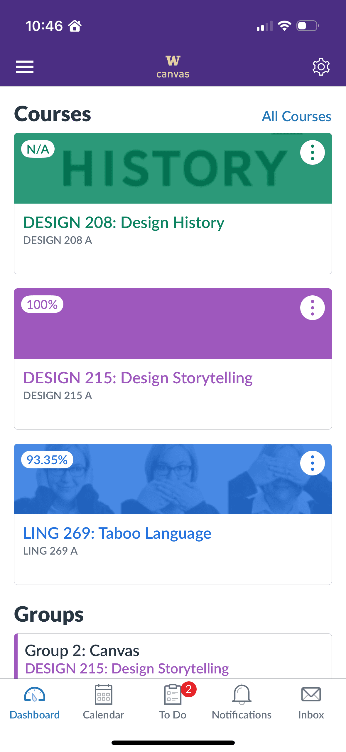 Current Canvas dashboard page