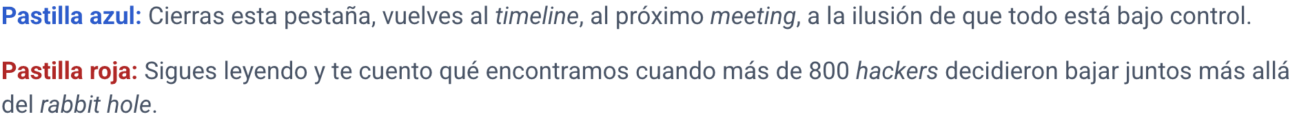 Escoge pastilla azul o pastilla roja