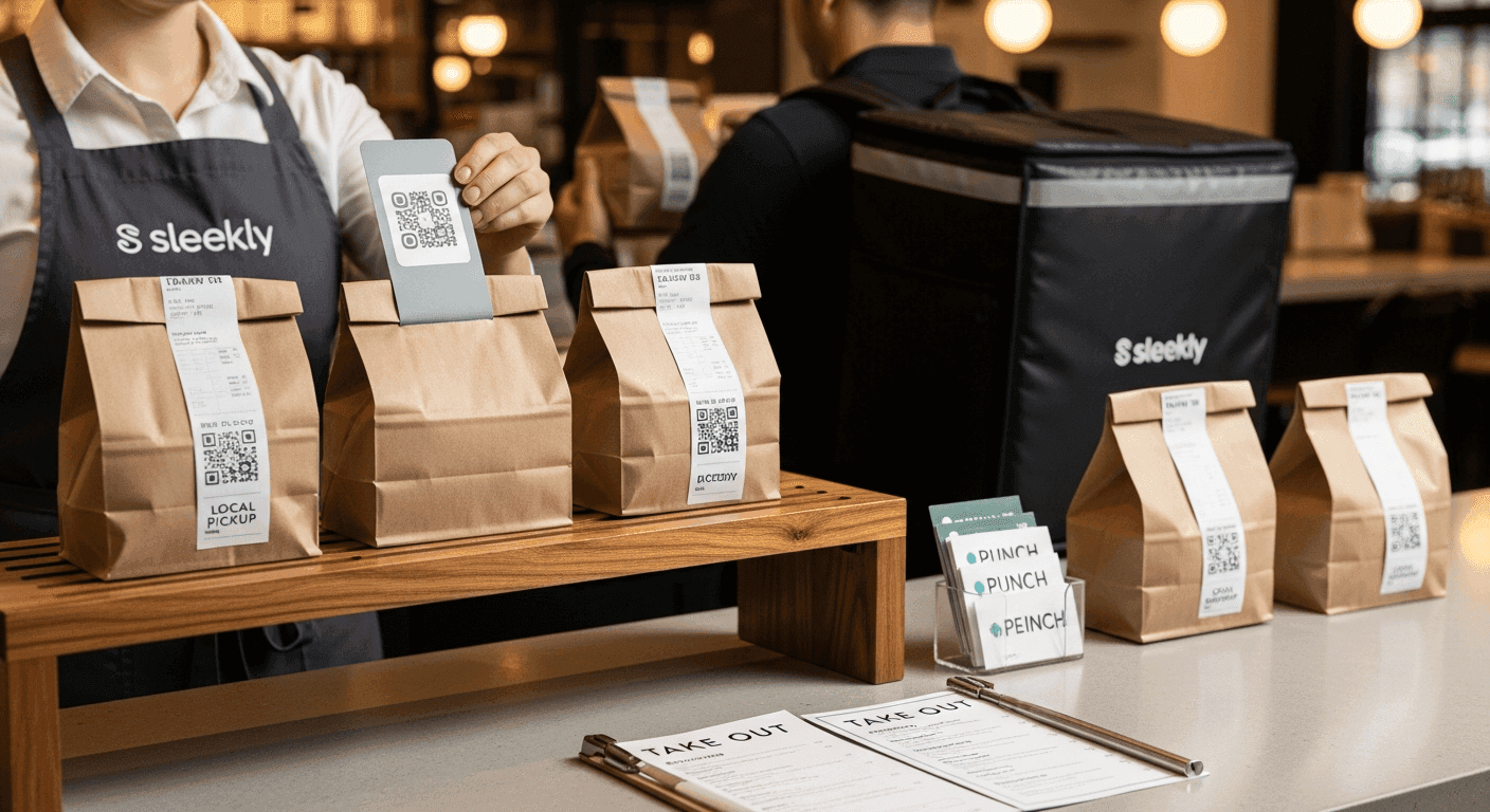 Restaurant staff preparing direct pickup orders with QR codes, showing the benefits of website ordering over delivery platforms