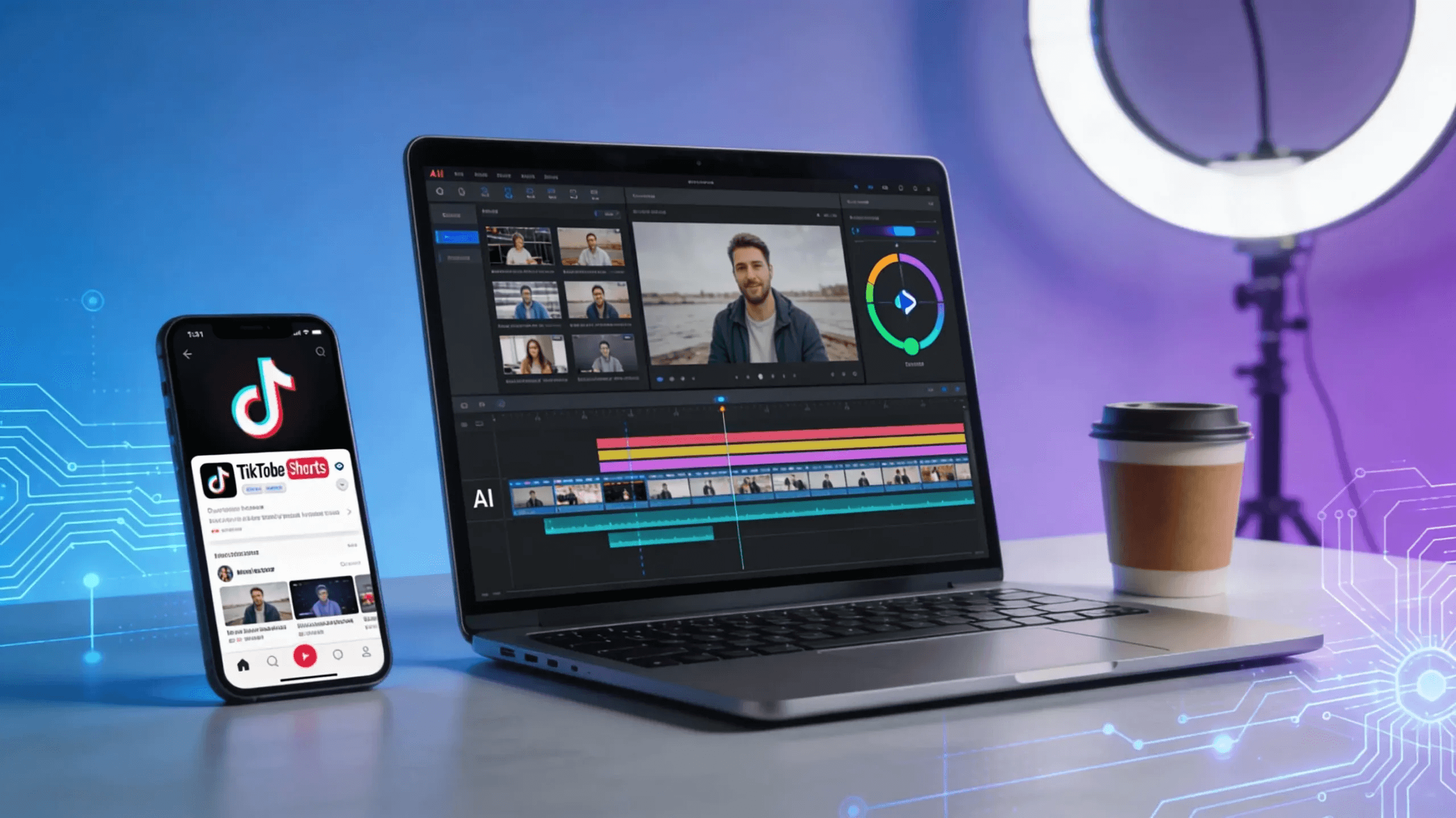 Laptop editing video next to smartphone - How Long Can AI-Generated Videos Typically Be