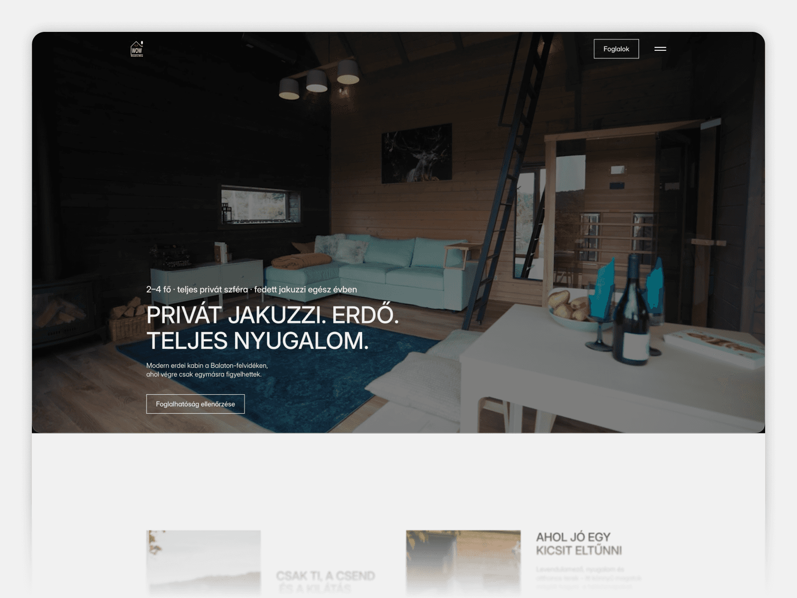 WOW Cabin website homepage design