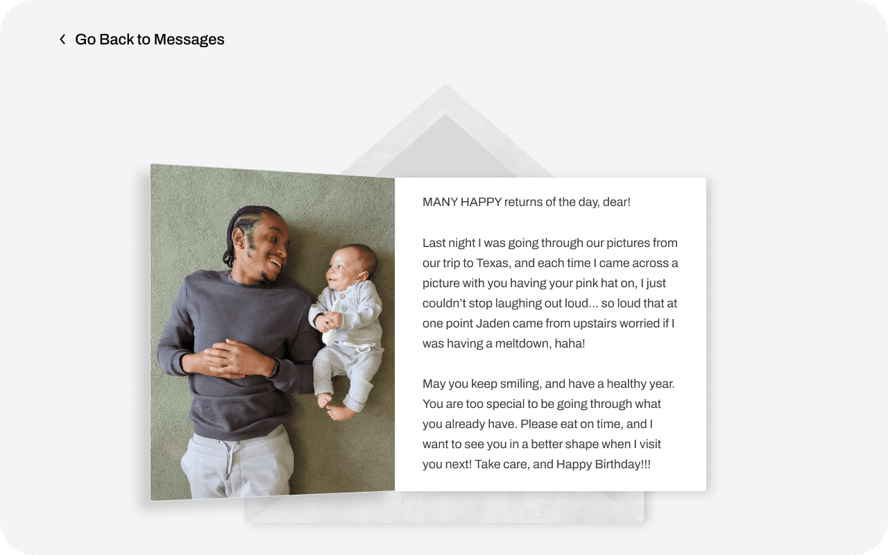 Reading a postcard full screen