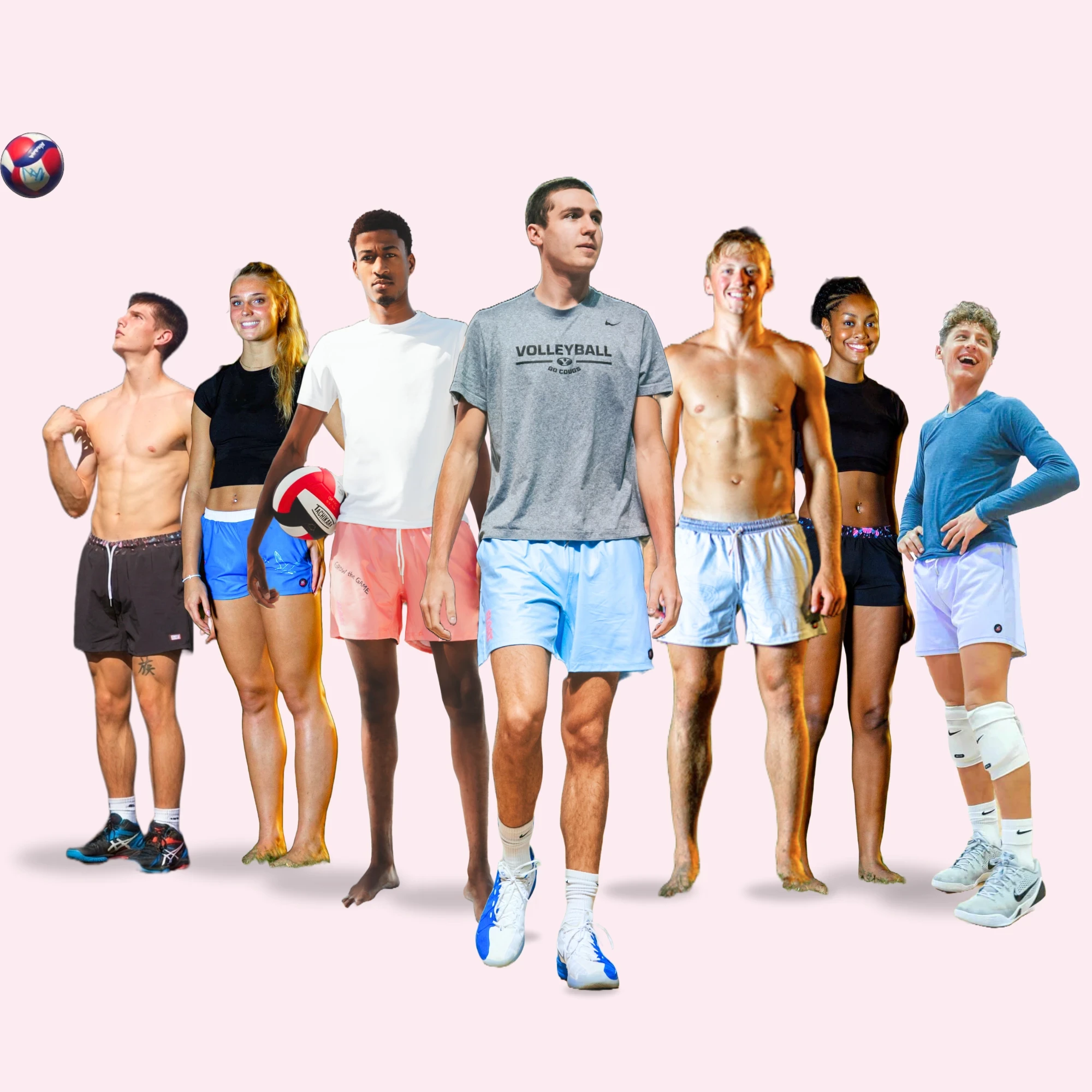 Group of volleyball players wearing shorts