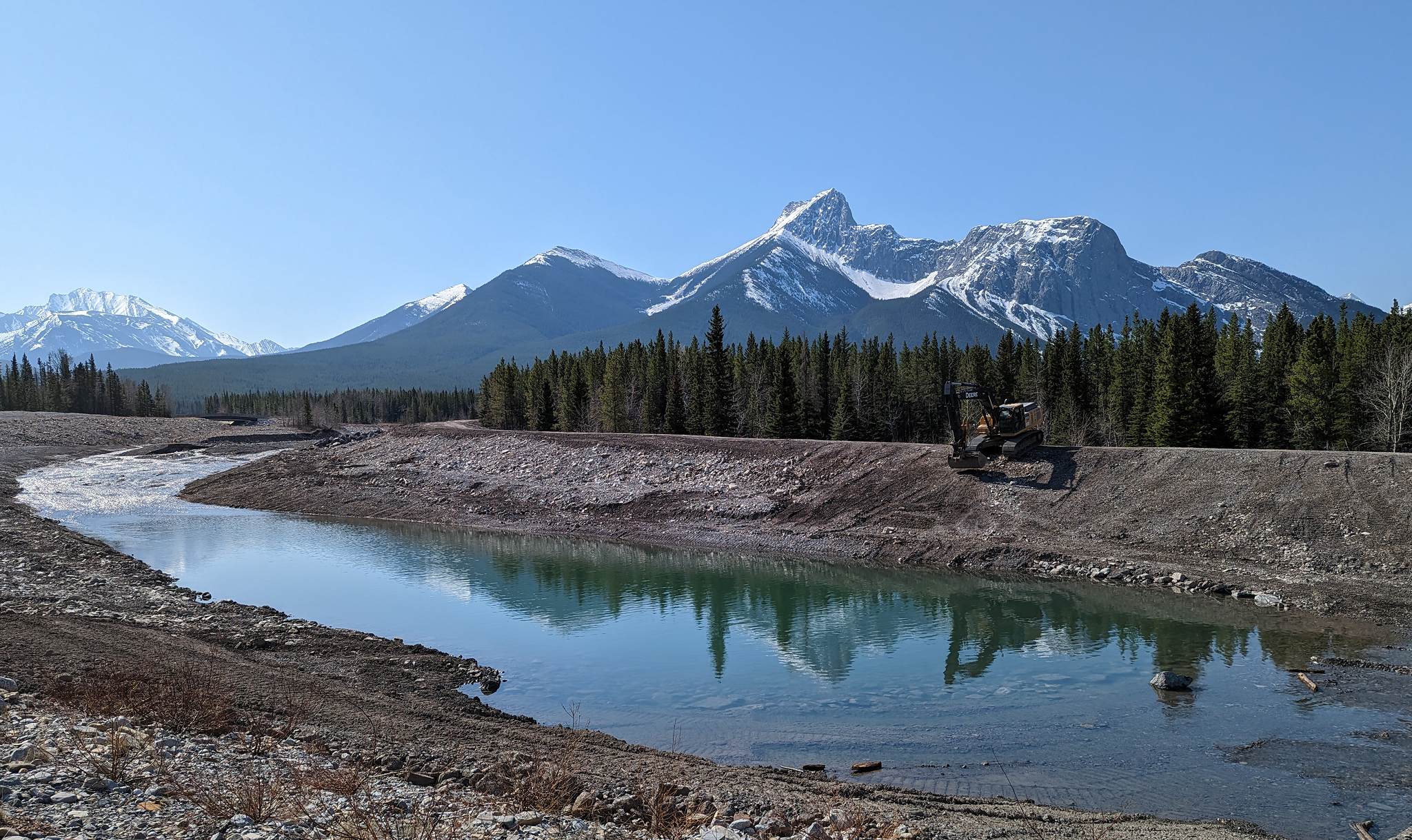 Re-excavated sediment trap on Evan Thomas Creek with restored storage capacity in Kananaskis