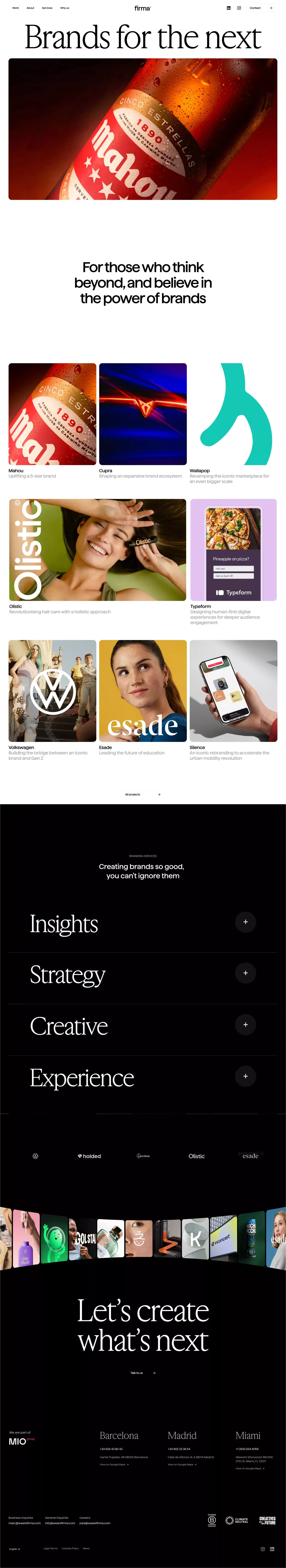 Firma portfolio page screenshot showcasing Design and Marketing design