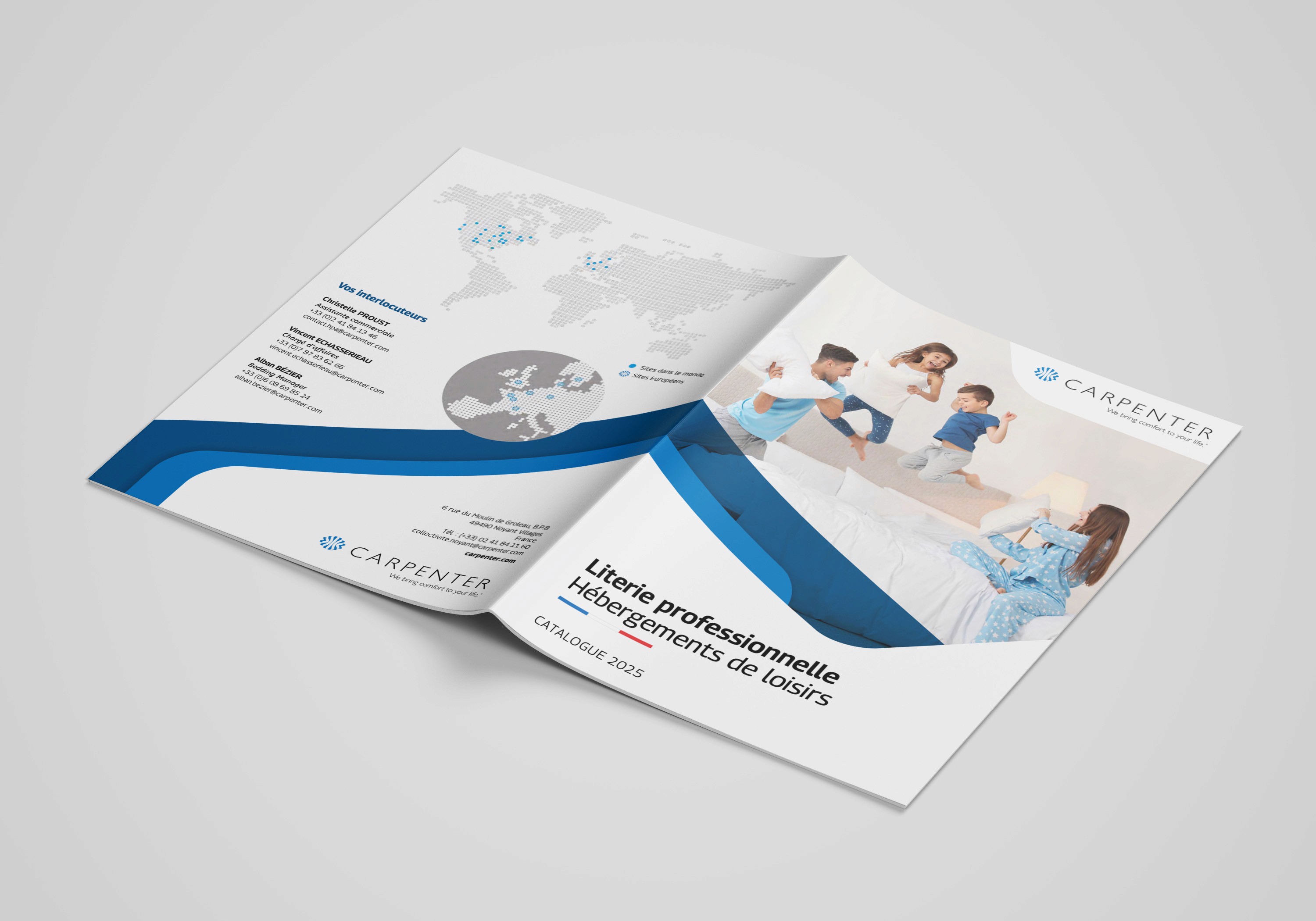 Catalogue produits Carpenter ouvert, visuel de la couverture avant et arrière