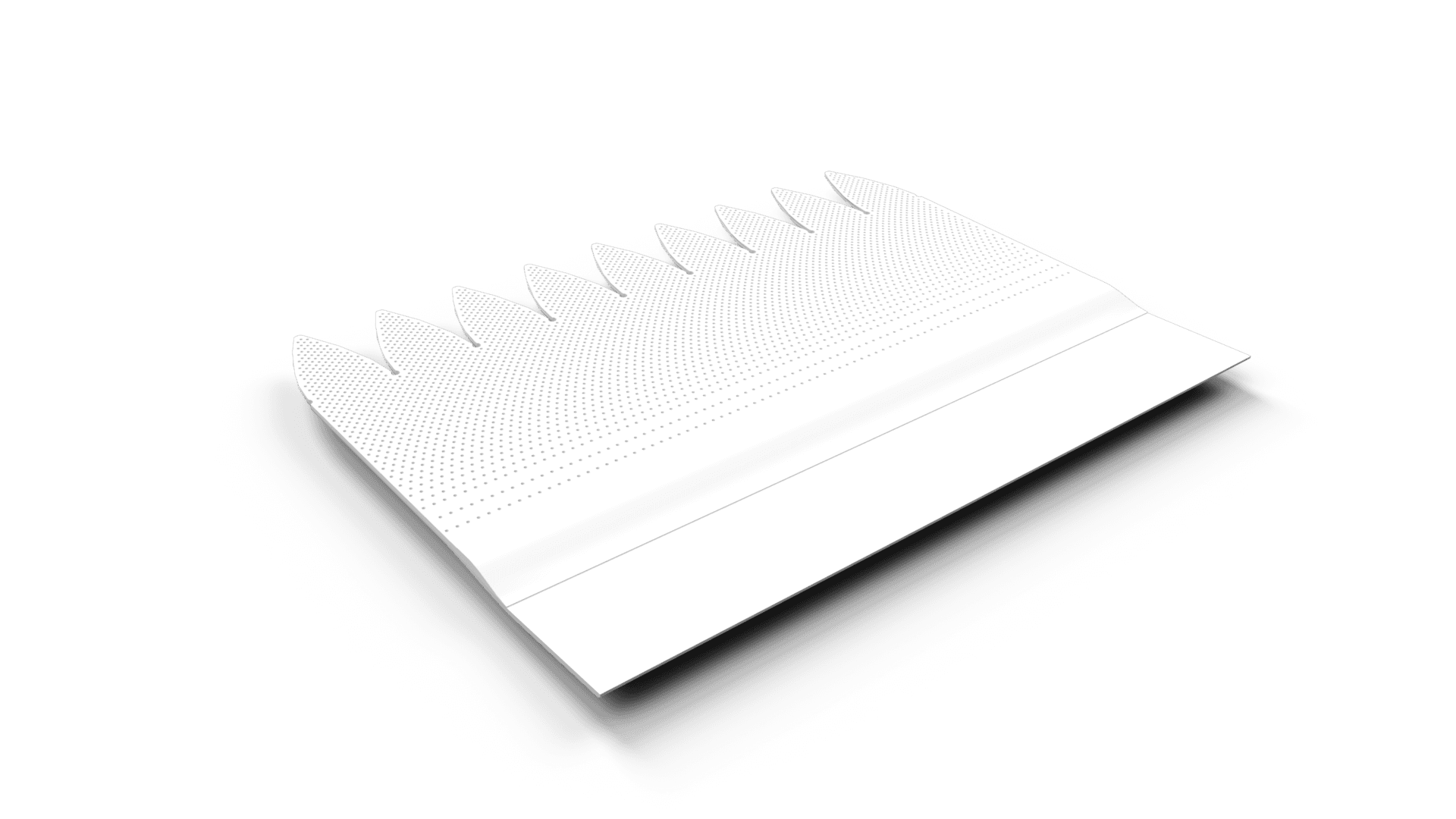 MuteSkin finlets laid flat on a mounting strip