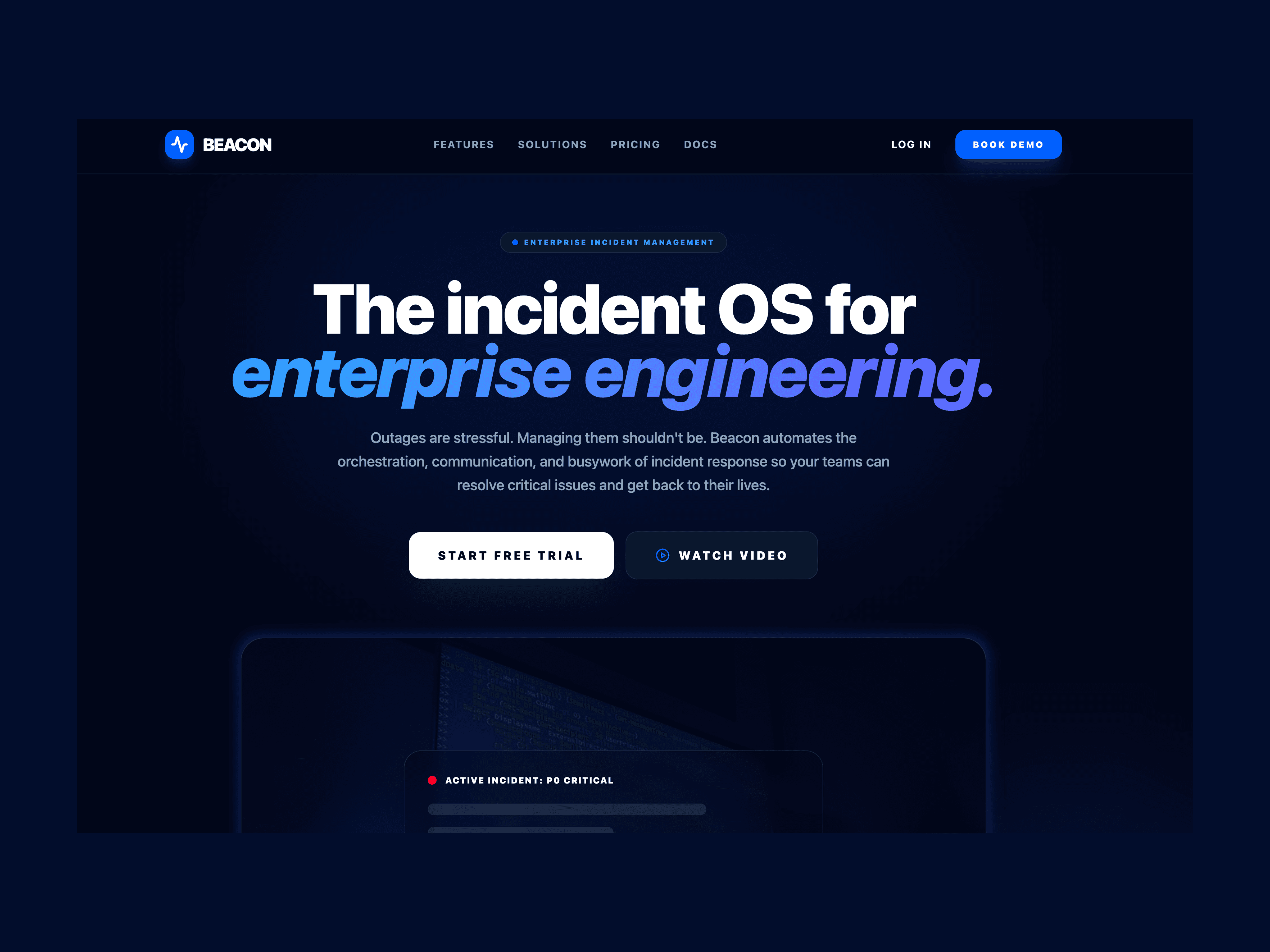 Hero title for an incident management tool