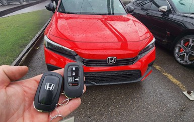 New Honda car keys duplicated by CarKeyAction automotive locksmith in Calgary.
