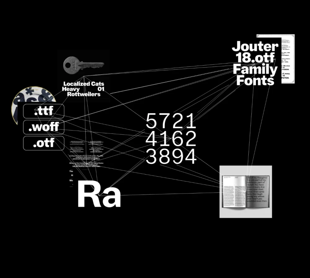 Jouter Sans type family structure from p5js