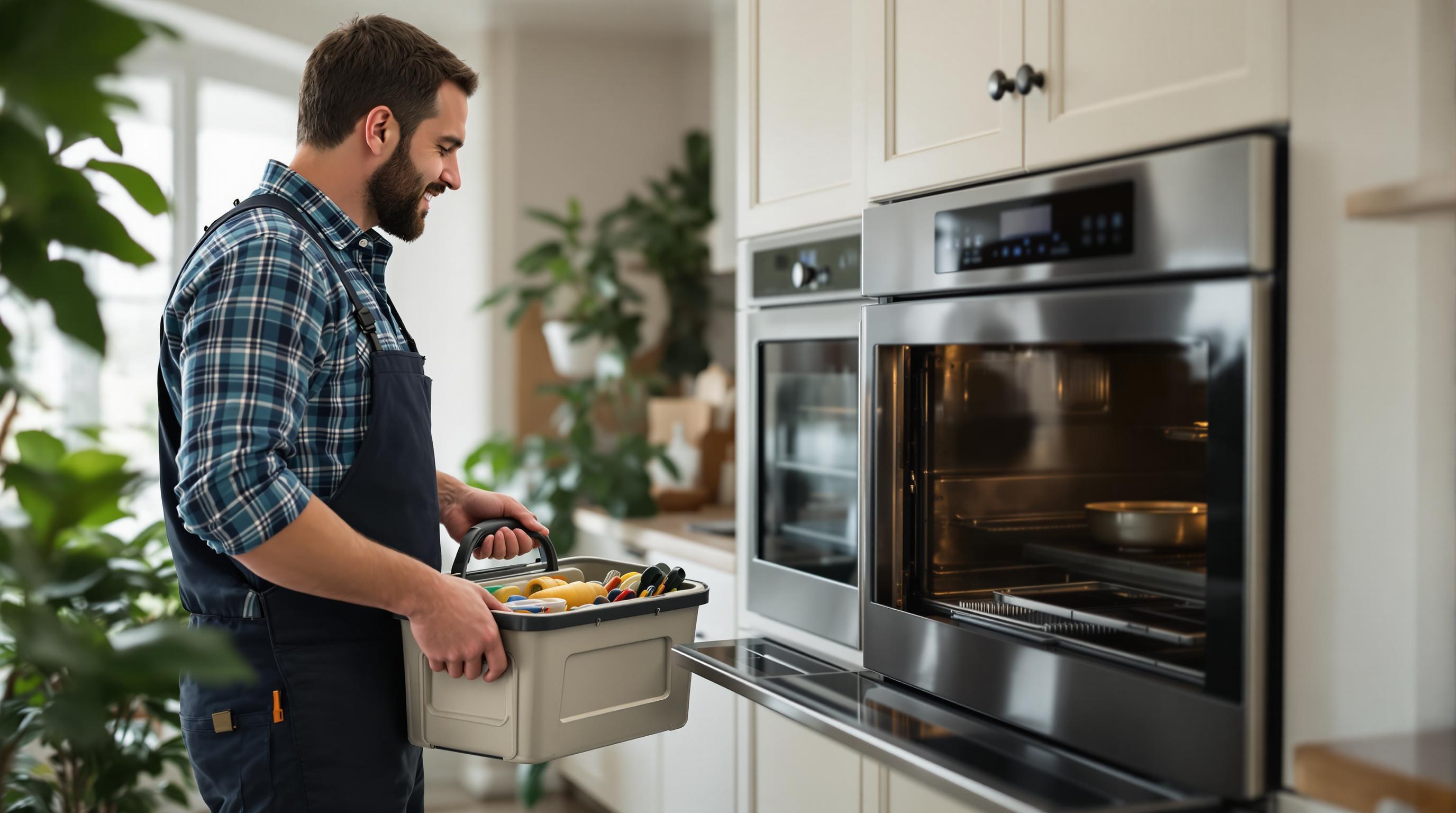 Technician preparing to work on broken oven.