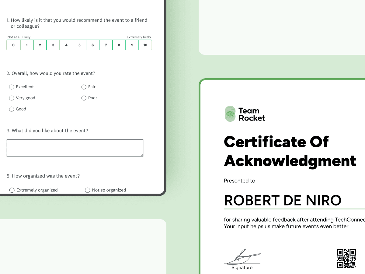 Generate certificates and badges from feedback and post-event surveys