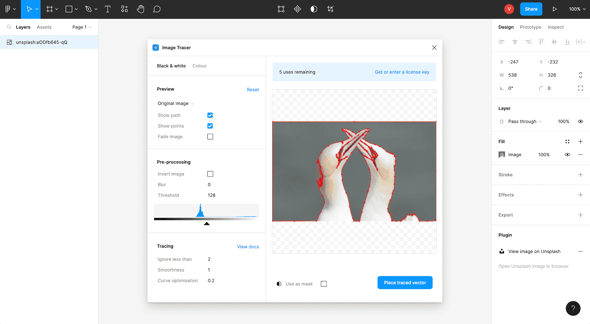 converting images inside figma via Image Tracer plugin