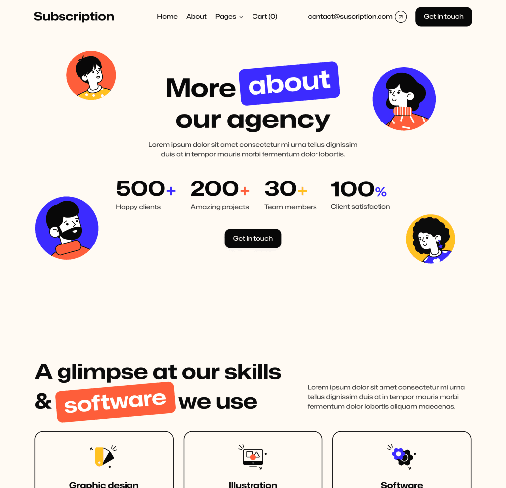 Subscription X - About Page - Design Subscription Agency Framer Template
