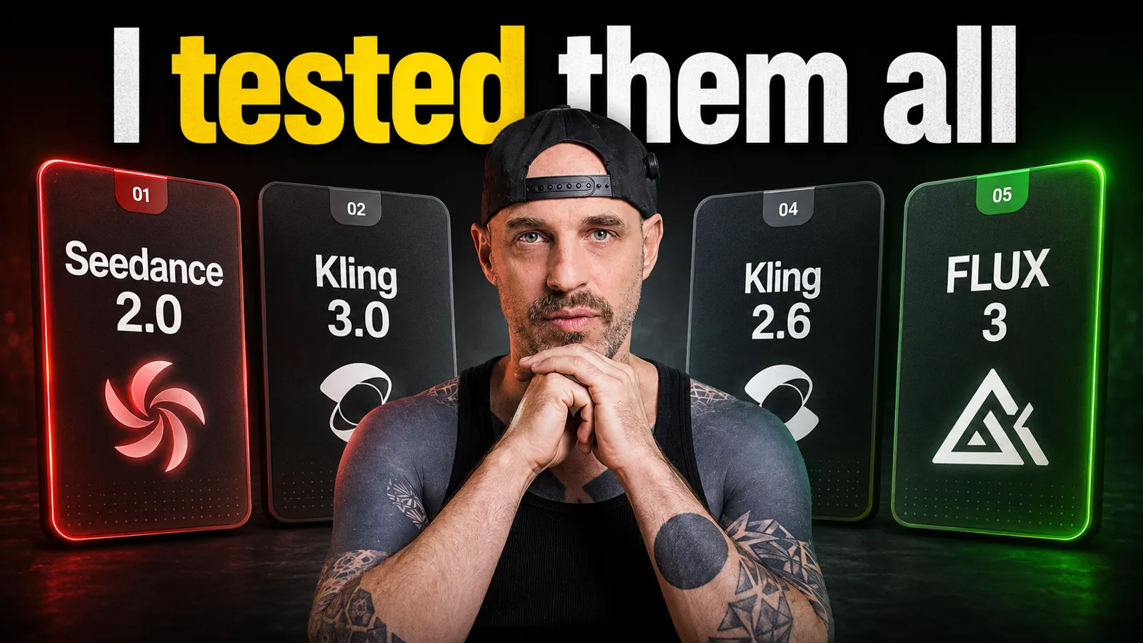 I tested them all - Seedance 2.0, Kling 3.0, Kling 2.6 and FLUX 3 AI video model cards