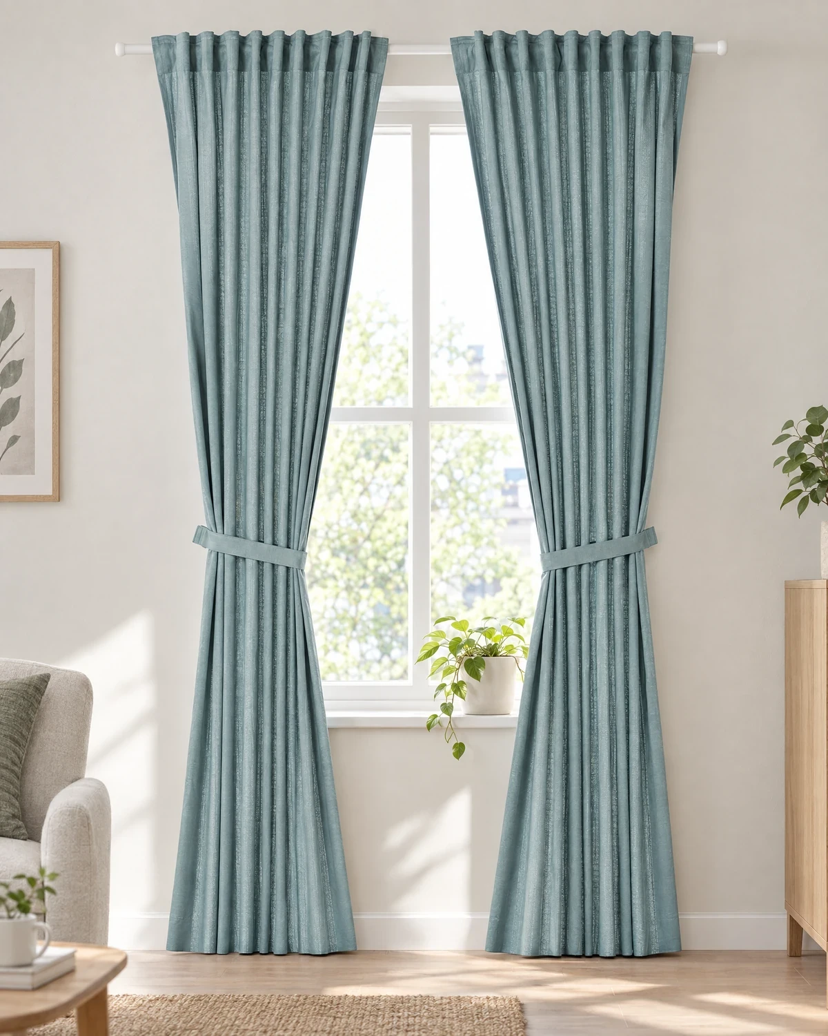 Independent concept, not commissioned or endorsed: IKEA RITVA grey-blue curtains 145x250 cm
