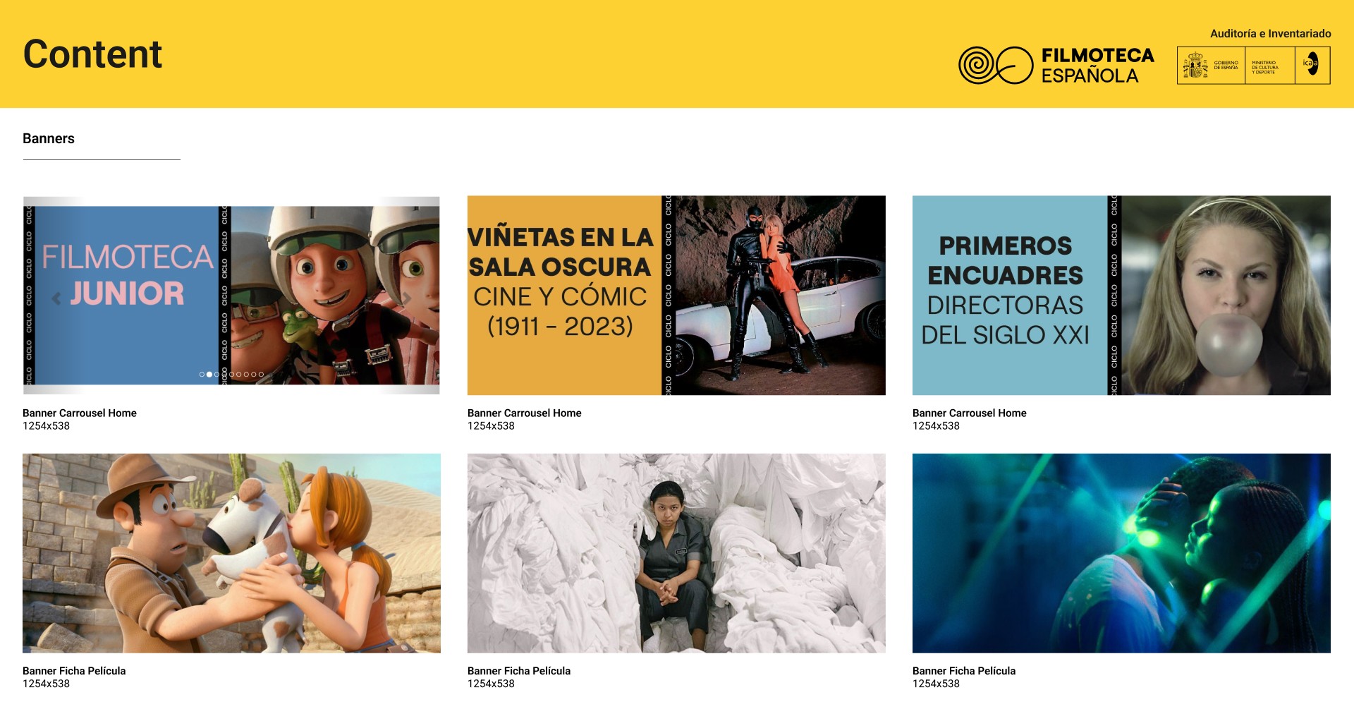 Captura de diferentes banners utilizados en el sitio web