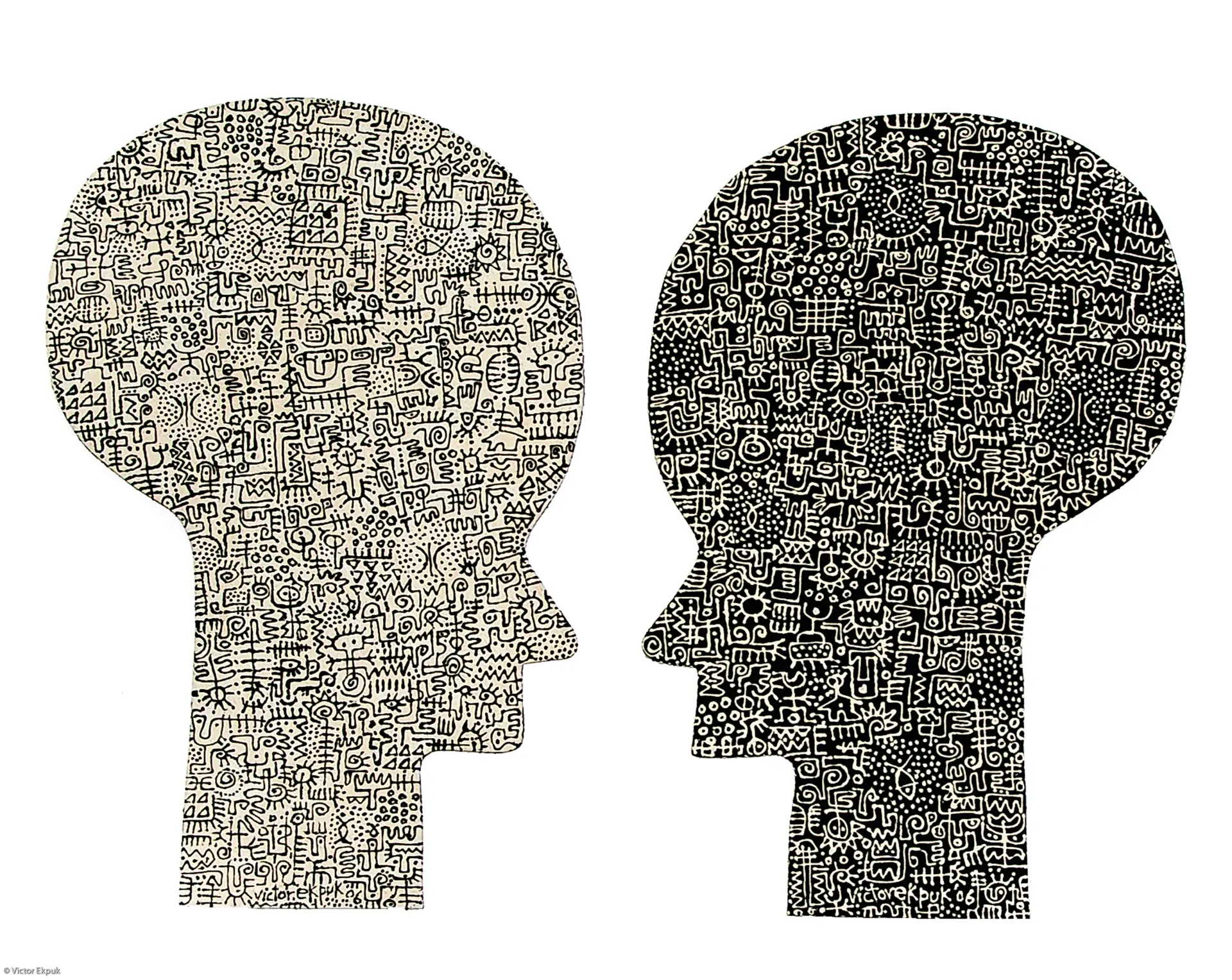 You Be Me I Be You (2006.) (diptych) Acrylic on wood. 43 in. × 51 in In the World Bank Art Collection.