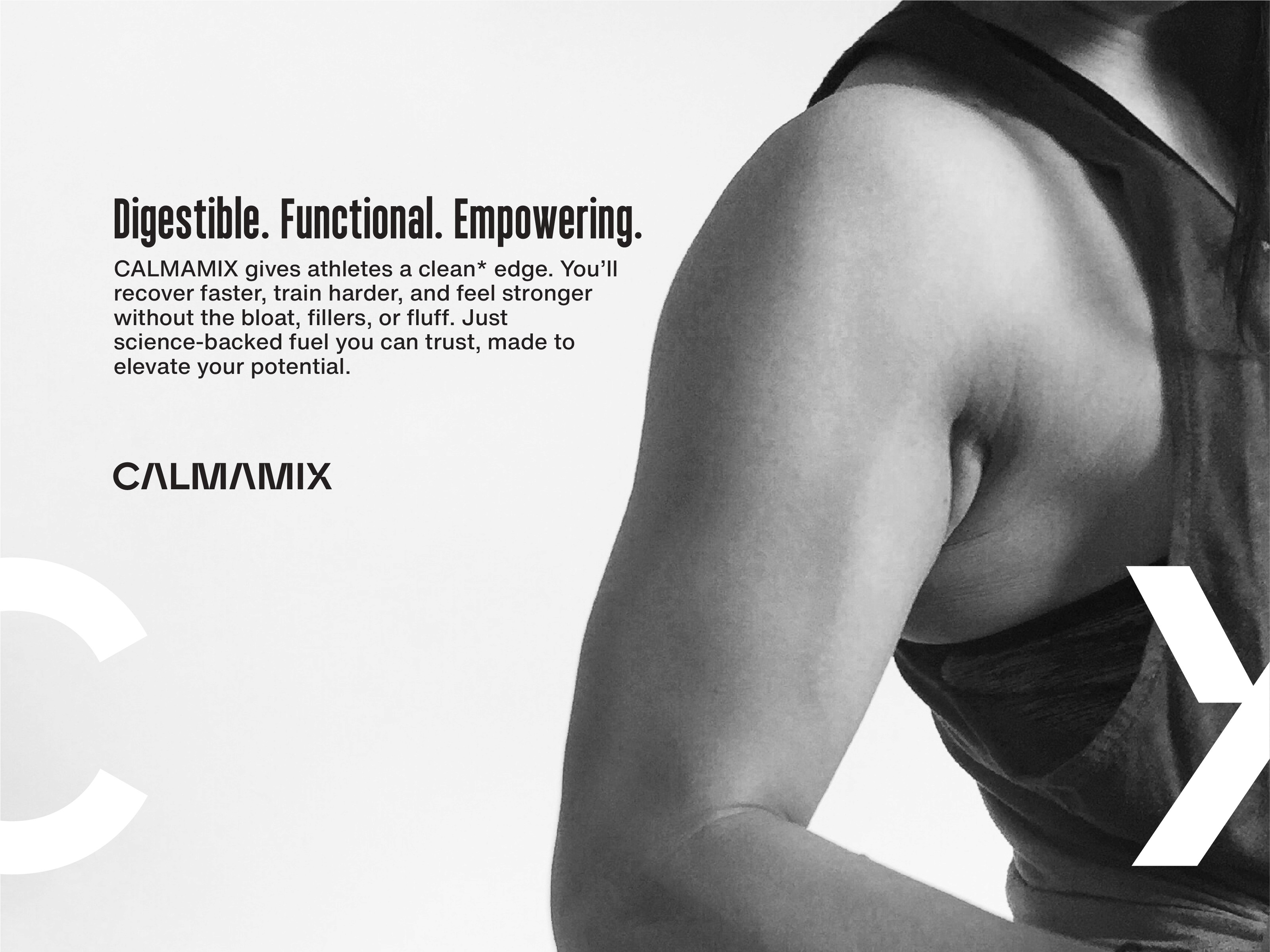 Intro image of strong woman with headline Digestible. Functional. Empowering.