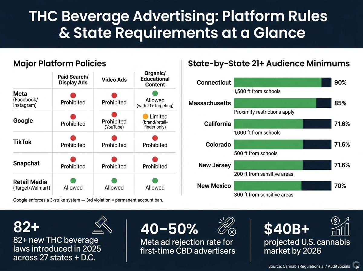 THC Beverage Advertising: Platform Rules & State Requirements at a Glance