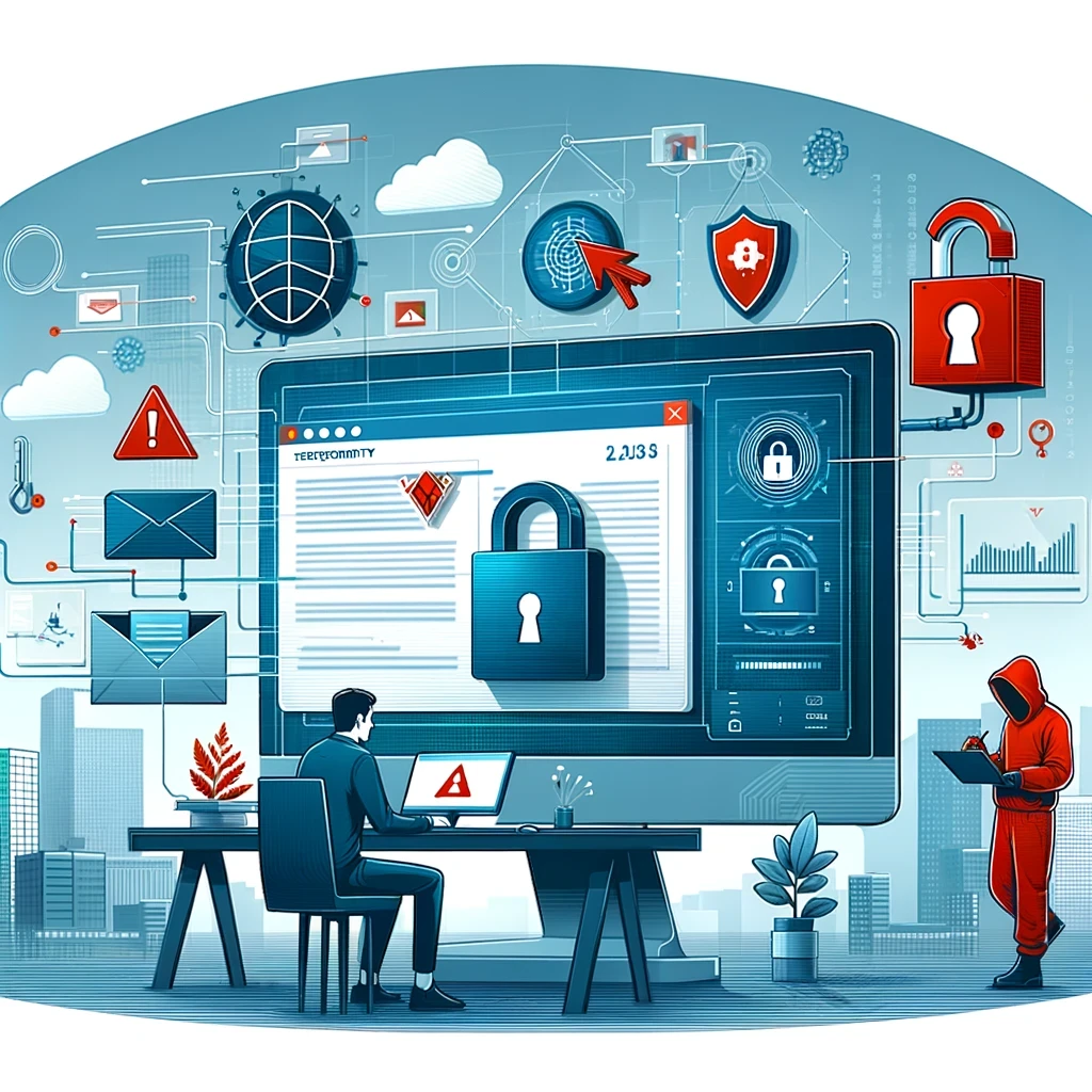 Phishing & Red Teaming, the image shows a computer with a phishing email and a person.
