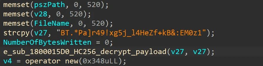 HC256 routine in the Comebacker loader embedded and distributed in PyPI Packages in 2024