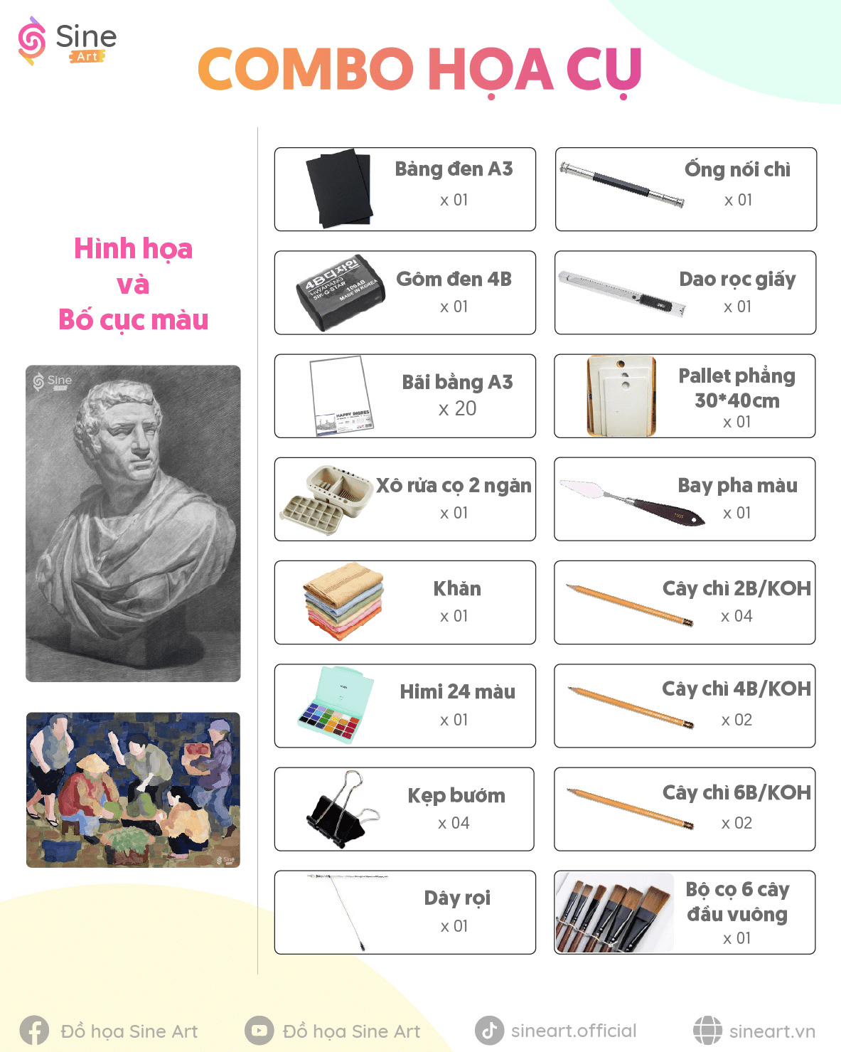 Combo họa cụ cho dân luyện thi vẽ khối V - khối H