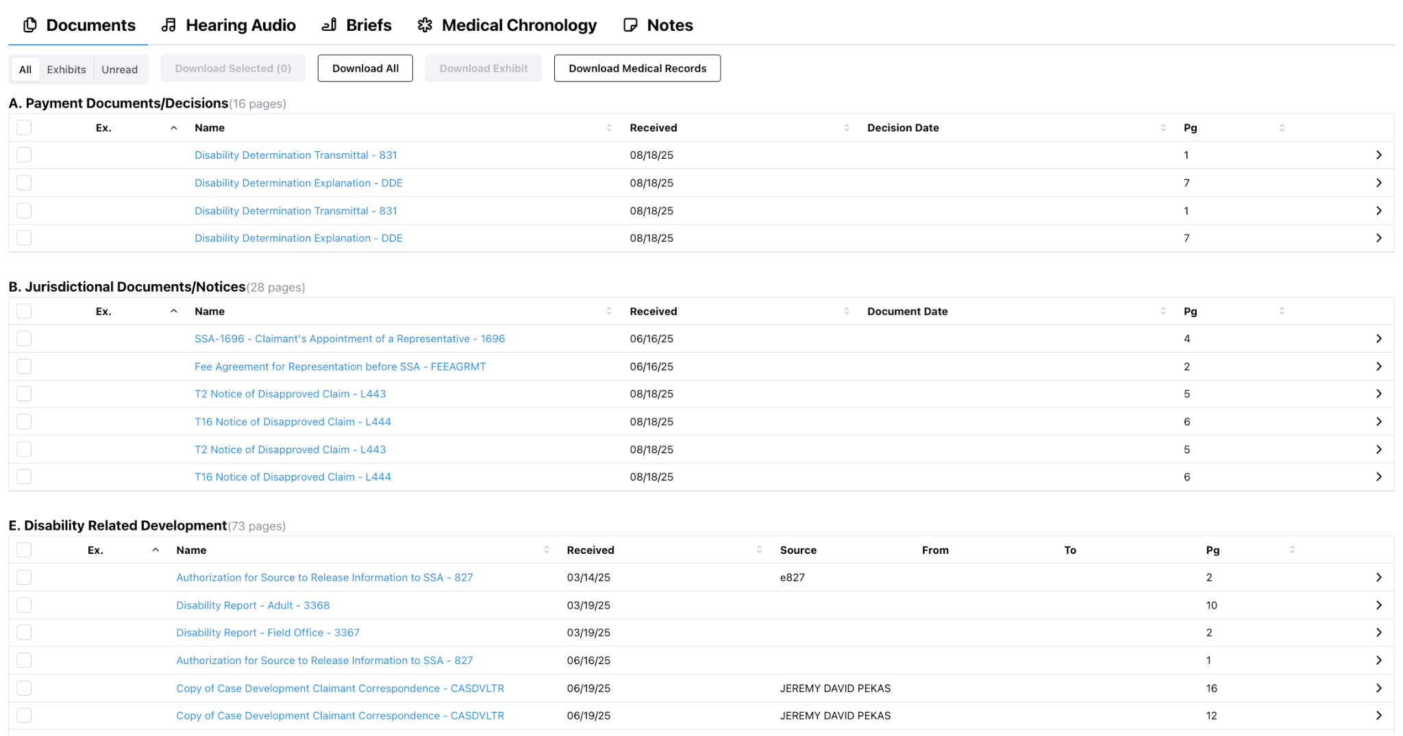 ERE view for categorization