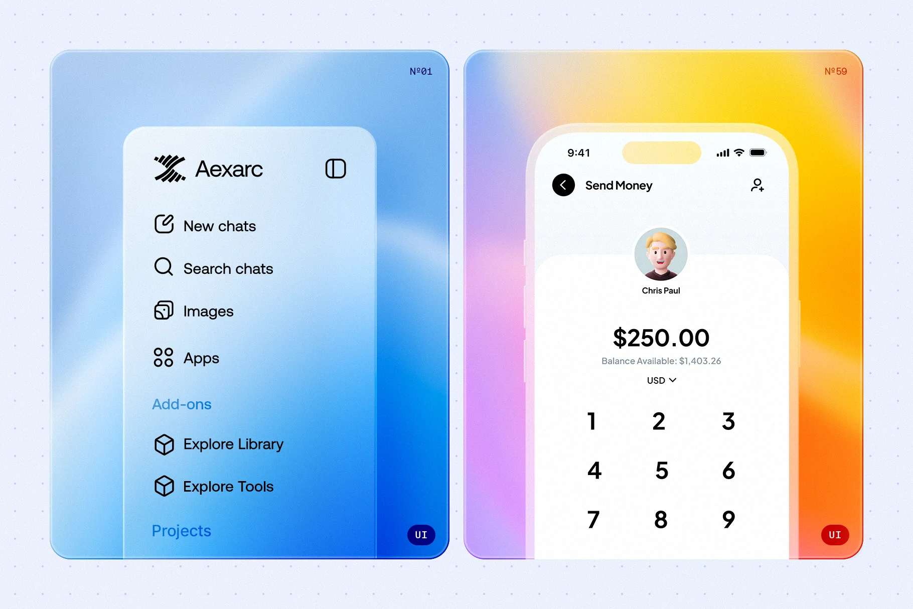 Waveblur gradient backgrounds applied to mobile app UI screens, showcasing colorful interfaces and modern user experience design.