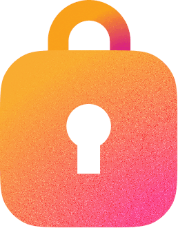 Grainy orange-to-pink gradient padlock icon with a keyhole cutout.