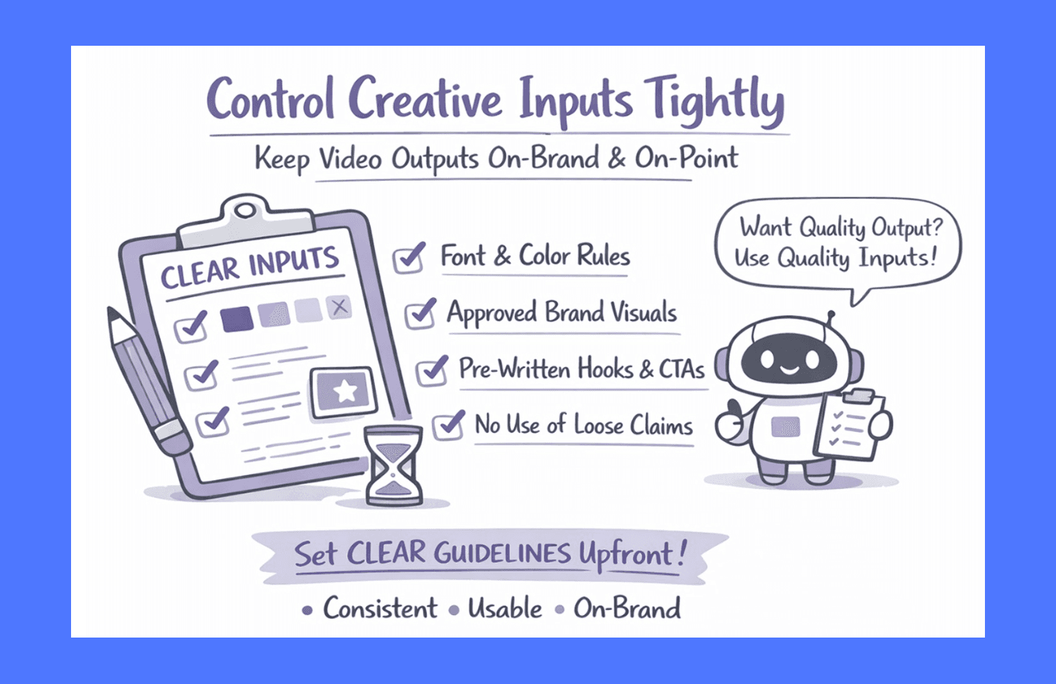 Control creative inputs tightly