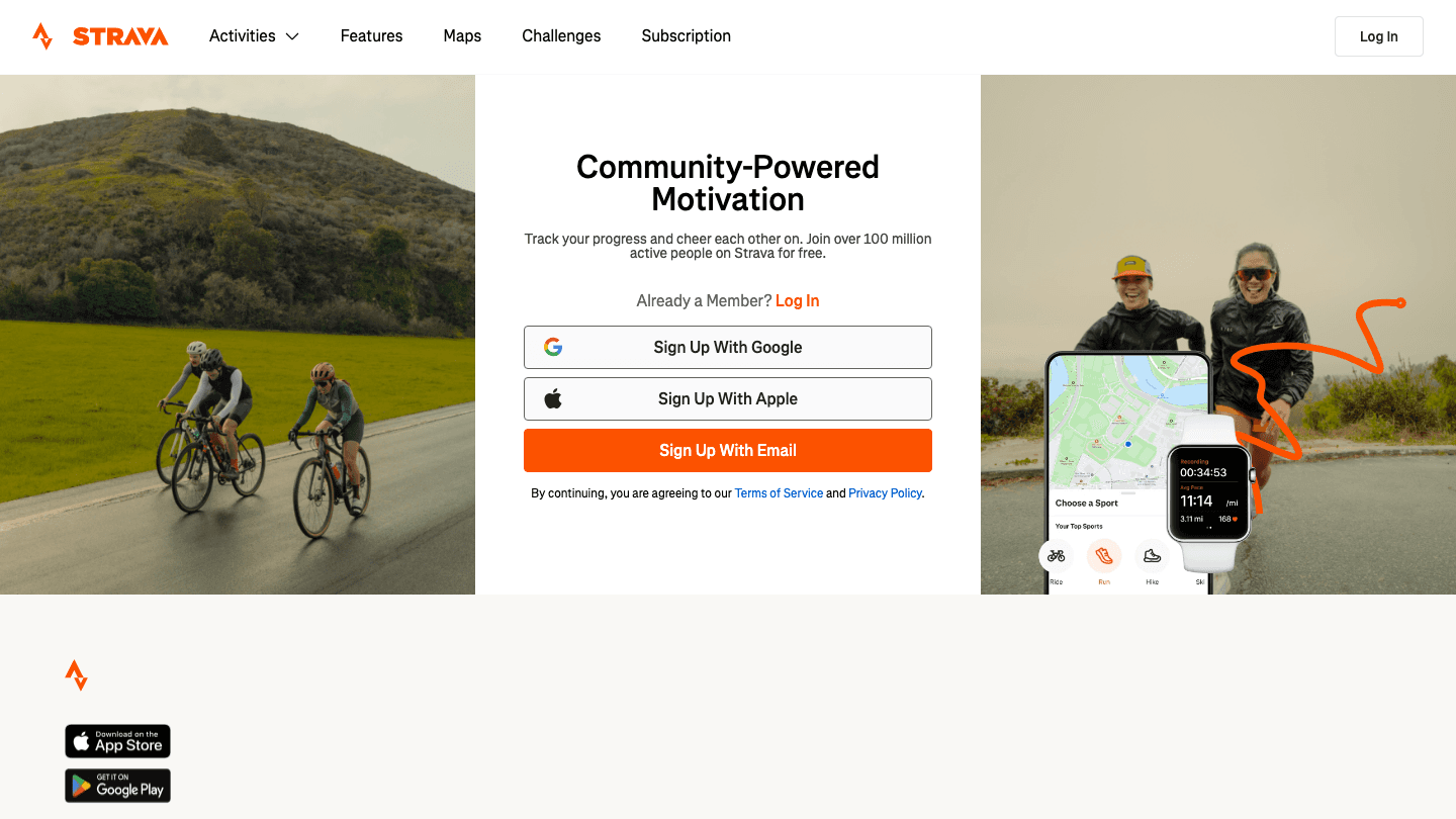 Strava running and cycling app
