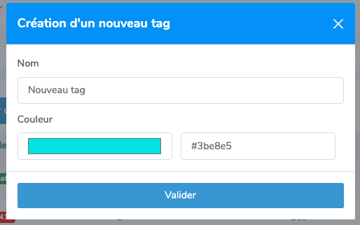 Formulaire de création de tag