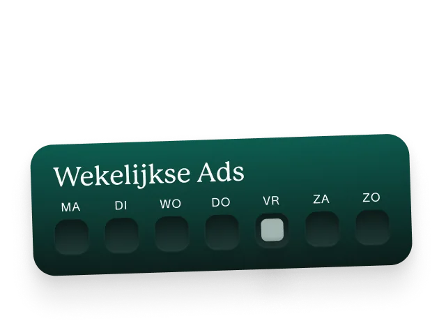 Wekelijkse Ads-schema met dagkeuzes van maandag tot zondag