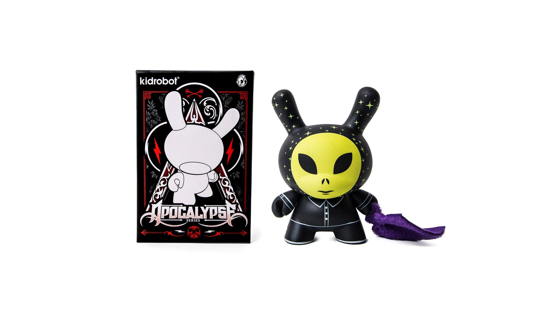 kid robot toy - yellow alien with black bunny costume