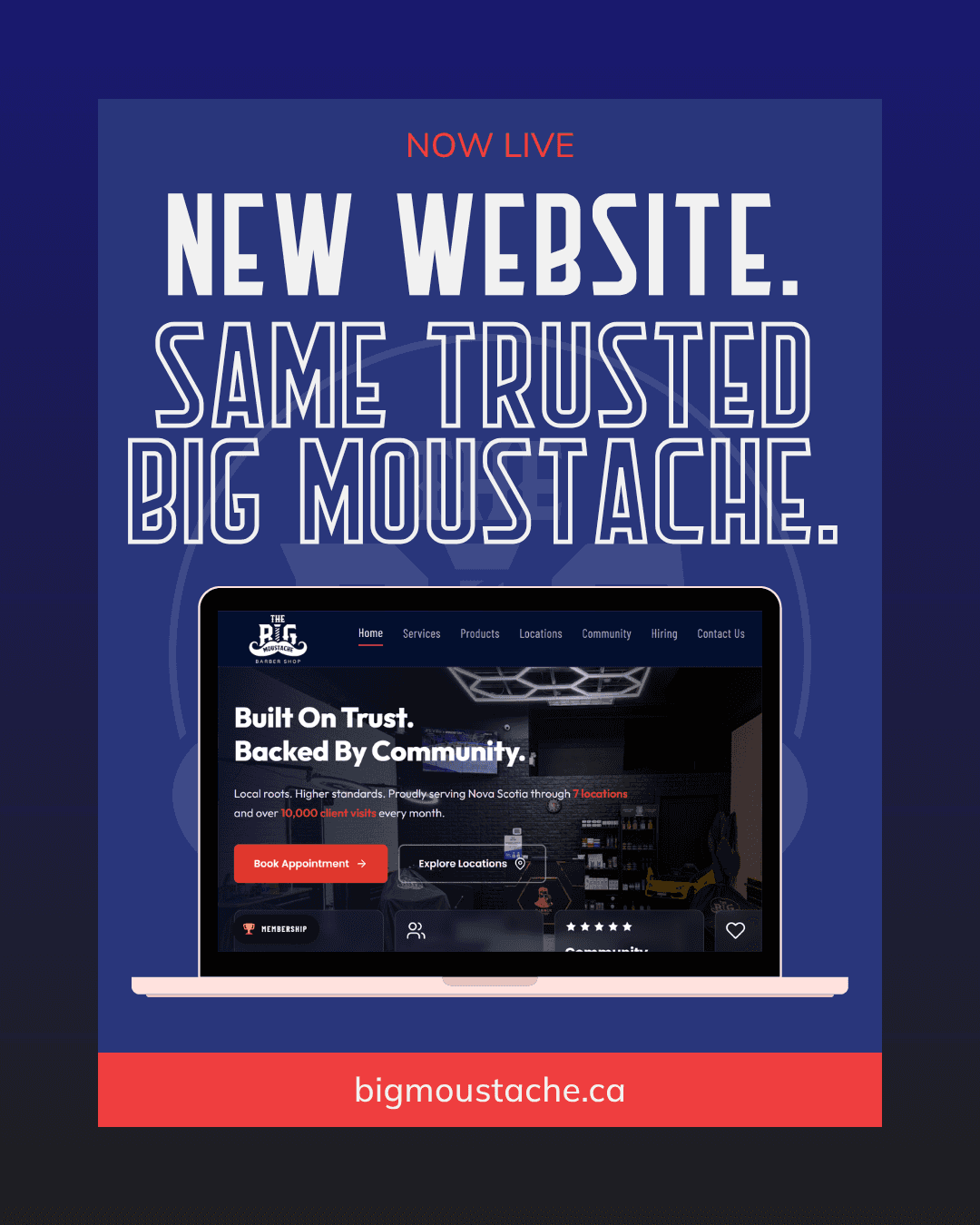 Barbershop website launch social post