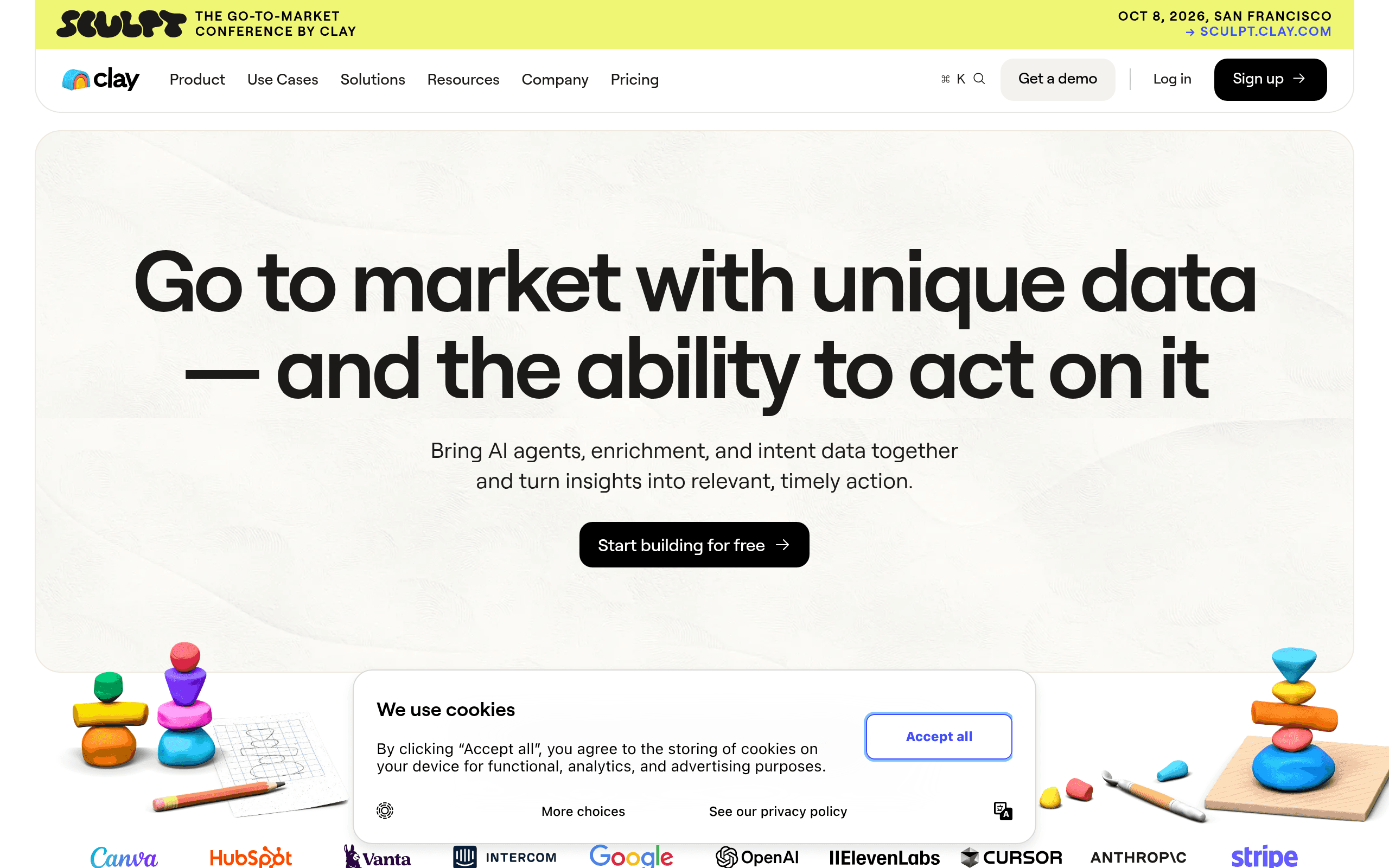 Clay landing page