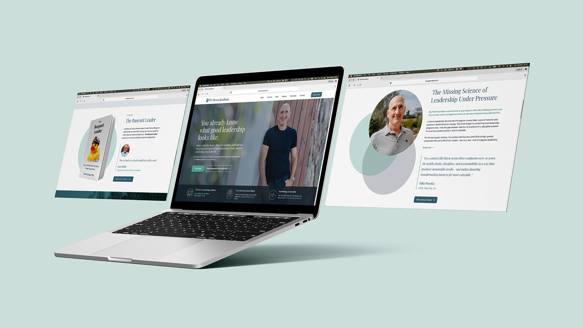 Dr. Howie Jacobson responsive website design on desktop by Huw Mathias web designer.
